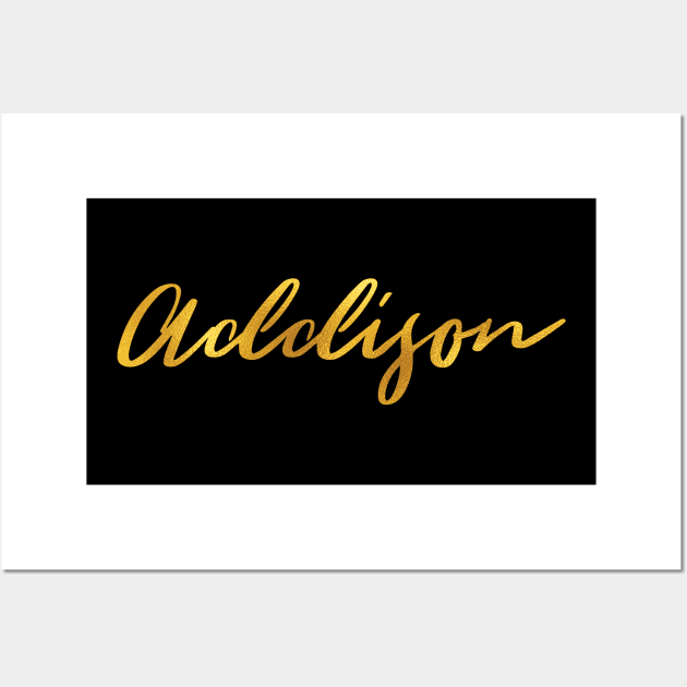 Addison Name Hand Lettering in Gold Letters Wall Art by Pixel On Fire